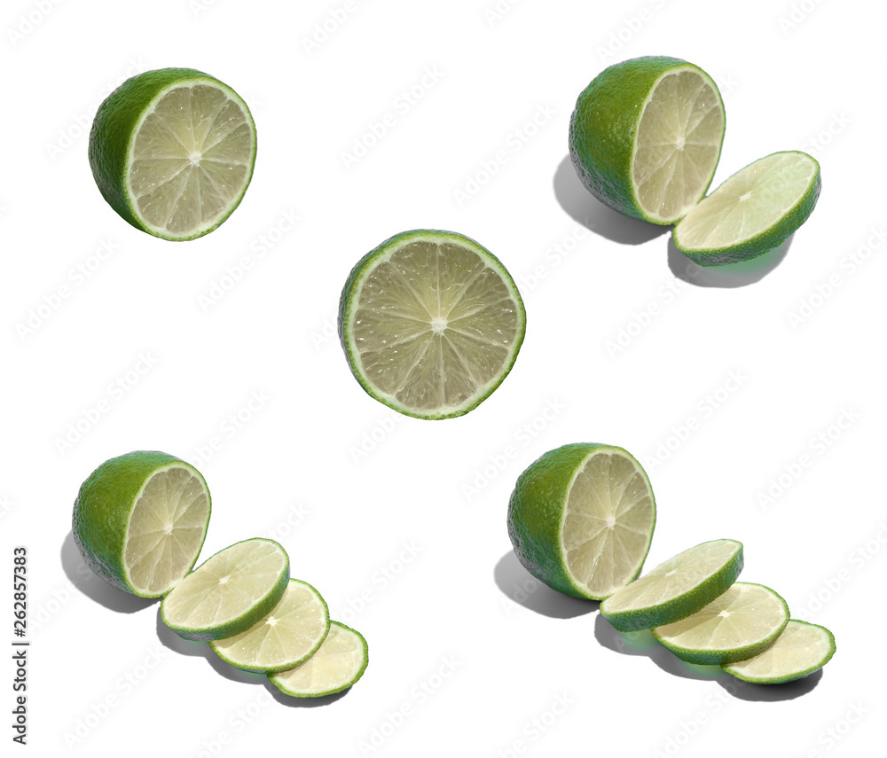 Ripe juicy delicious lime on white background. Healthy eating and dieting concept