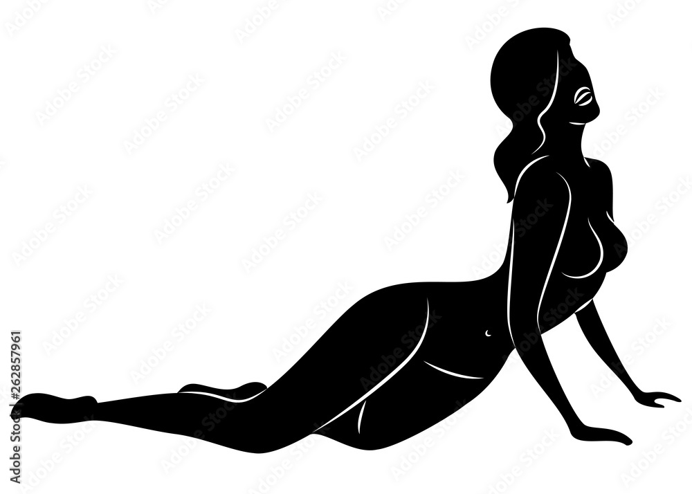 Silhouette of a sweet lady. The girl has a beautiful slim figure. The woman lies. Vector illustration. Silhouette of a sweet lady. The girl has a beautiful slim figure. The woman lies. Vector illustration.