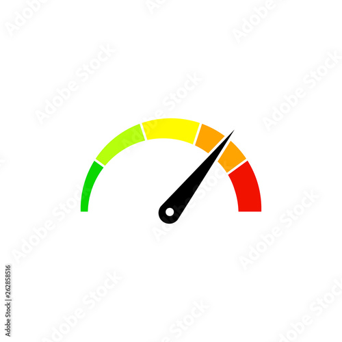 Customer satisfaction meter, speedometer. Vector illustration