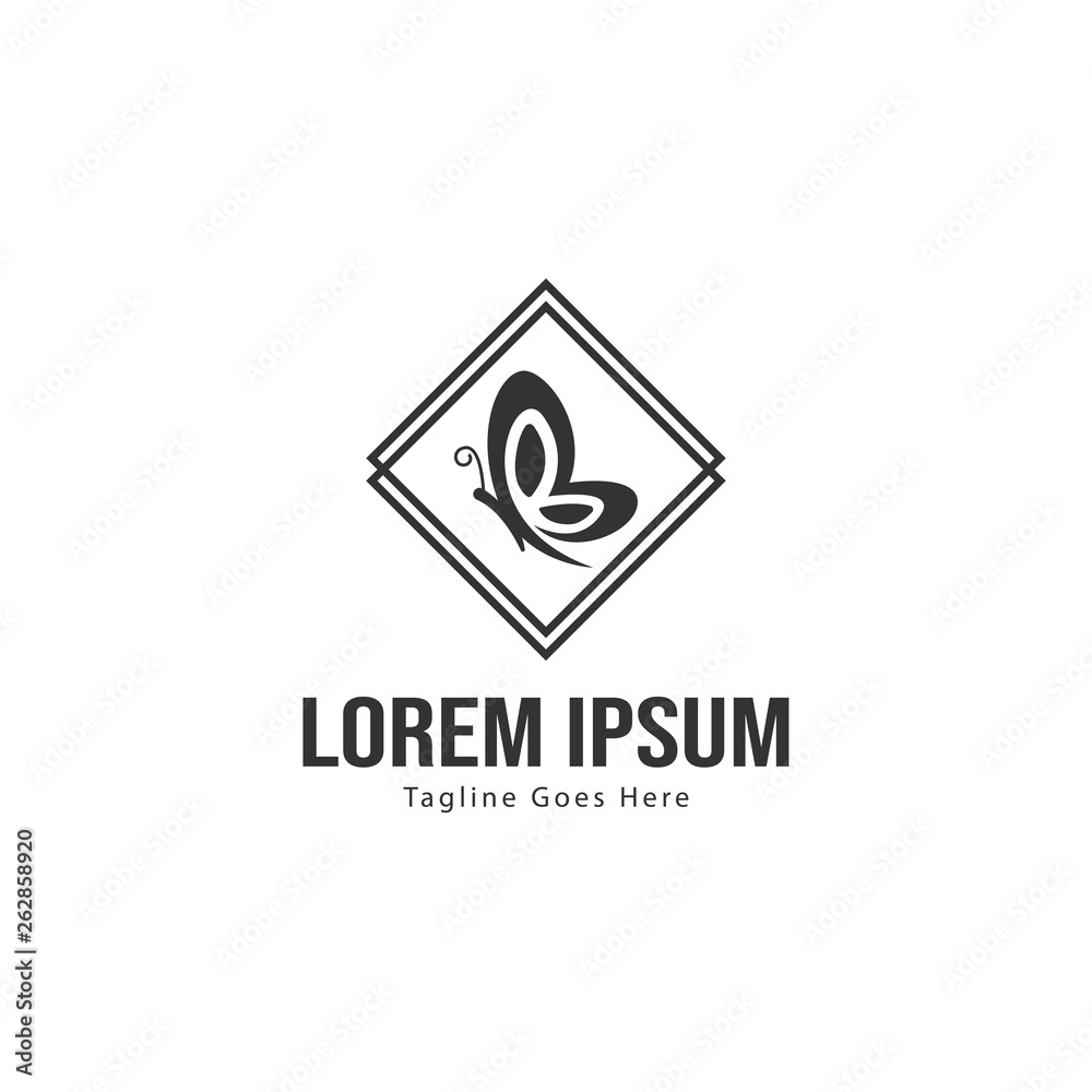 Butterfly logo template design. Minimalist Butterfly logo with modern frame vector design Butterfly logo template design. Minimalist Butterfly logo with modern frame vector design