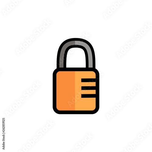 Flat colored modern code locked padlock icon. - Vector