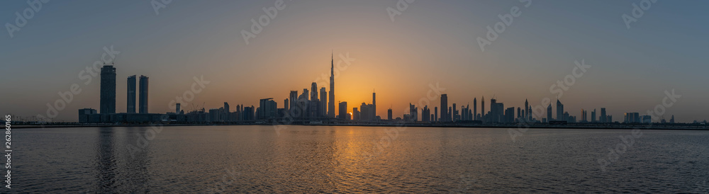 Dubai City Skyline, Residential and Business Skyscrapers in Downtown, Dubai, UAE