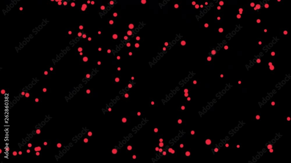  Red ball glowing bounce on ground animation motion on black background.