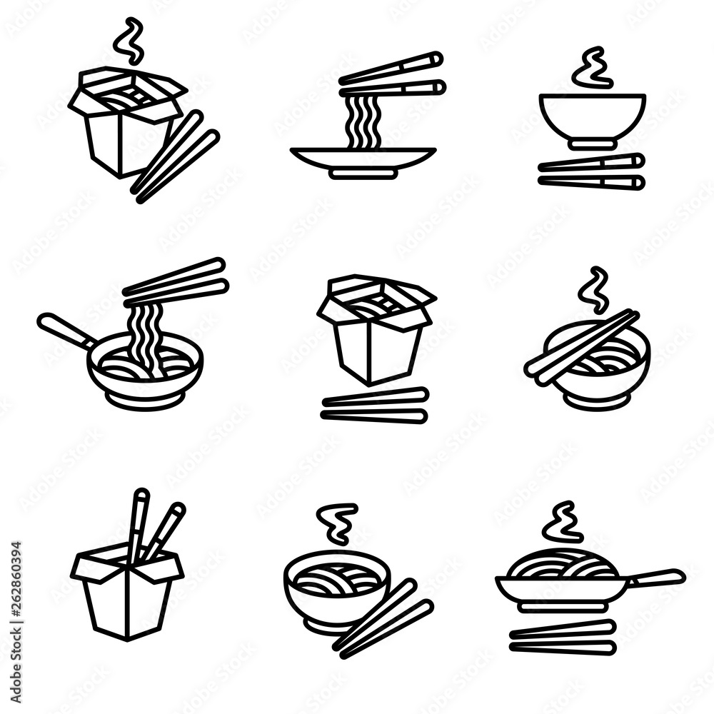 Noodle set. Collection icon noodles. Vector Noodle set. Collection icon noodles. Vector