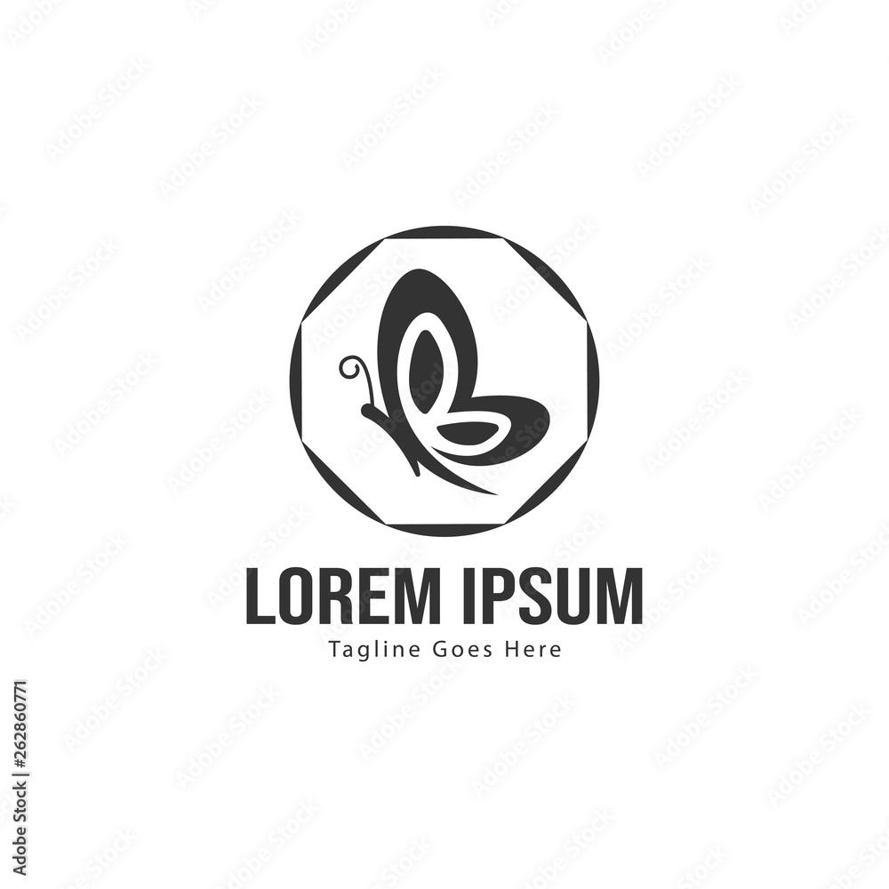 Butterfly logo template design. Minimalist Butterfly logo with modern frame vector design Butterfly logo template design. Minimalist Butterfly logo with modern frame vector design
