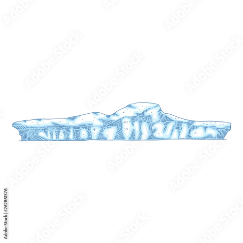 Long blue iceberg isolated on white background