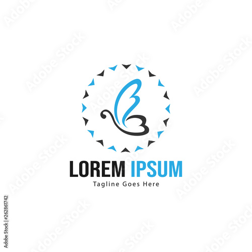 Butterfly logo template design. Minimalist Butterfly logo with modern frame vector design