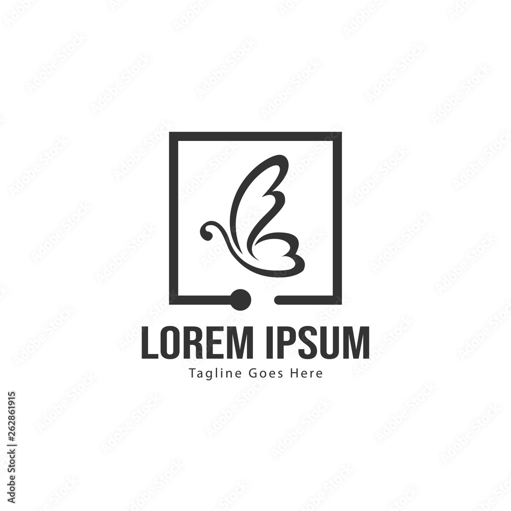 Butterfly logo template design. Minimalist Butterfly logo with modern frame vector design Butterfly logo template design. Minimalist Butterfly logo with modern frame vector design