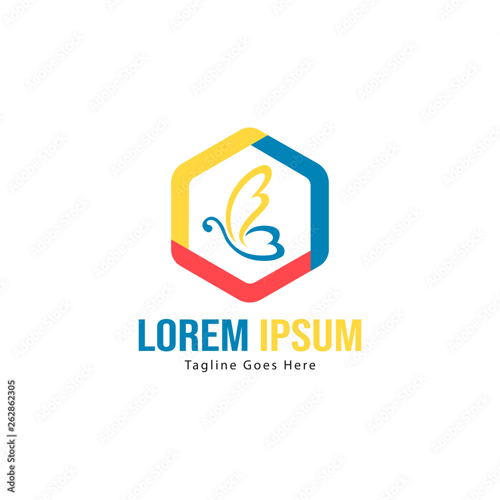 Butterfly logo template design. Minimalist Butterfly logo with modern frame vector design Butterfly logo template design. Minimalist Butterfly logo with modern frame vector design
