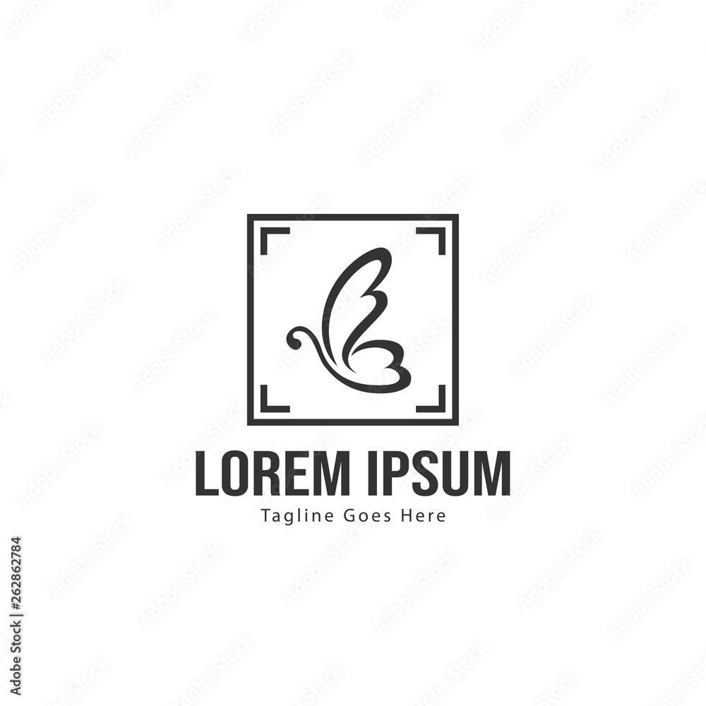 Butterfly logo template design. Minimalist Butterfly logo with modern frame vector design Butterfly logo template design. Minimalist Butterfly logo with modern frame vector design