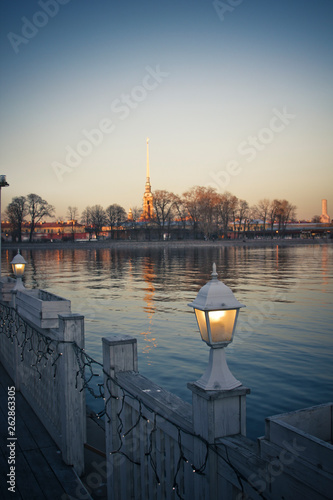  Peter and Paul fortress in St. Petersburg in the evening