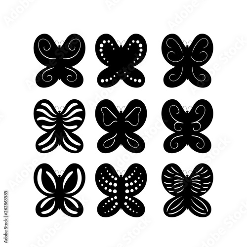 Butterflies with patterned wings, vector graphic set © Hanna