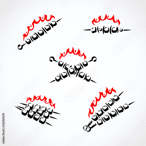 Kebab labels and elements set. Collection icon kebabs. Vector