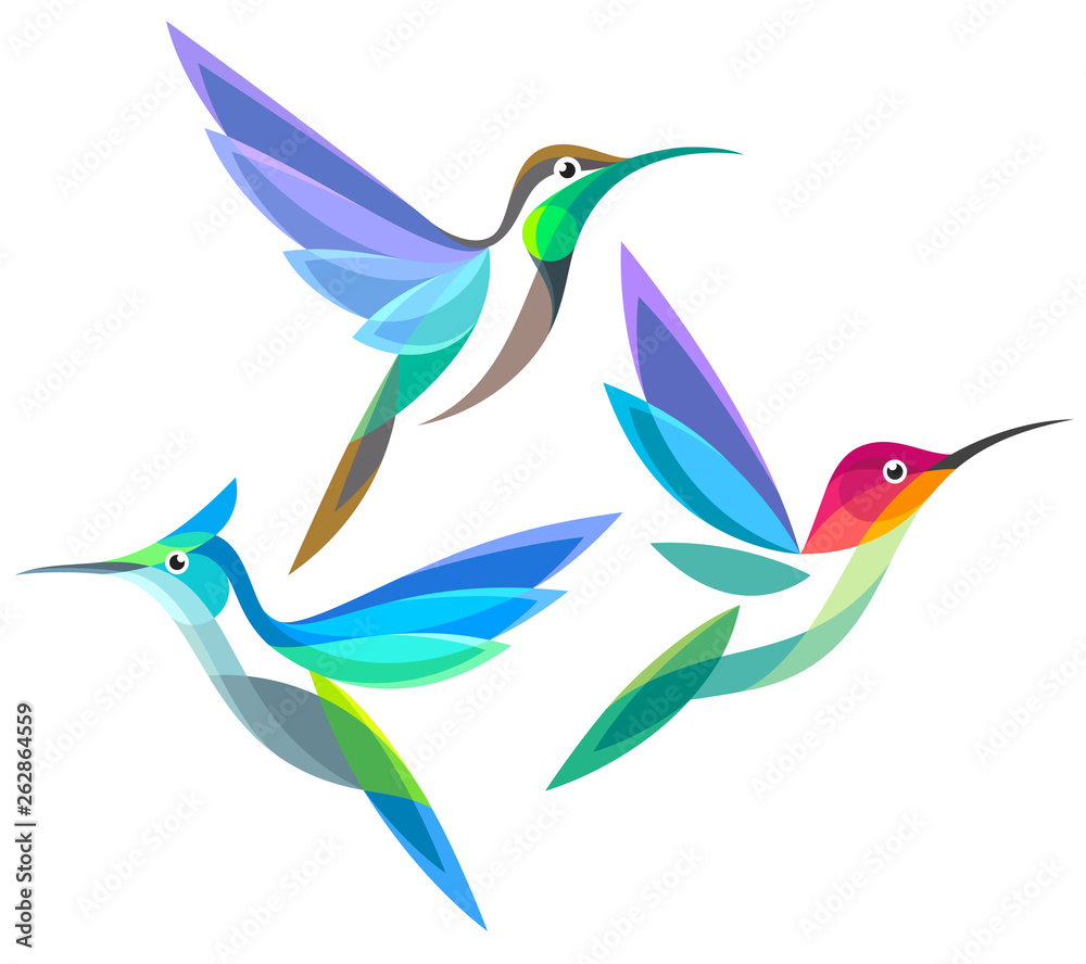 Stylized Birds - Hummingbirds in flight Stylized Birds - Hummingbirds in flight