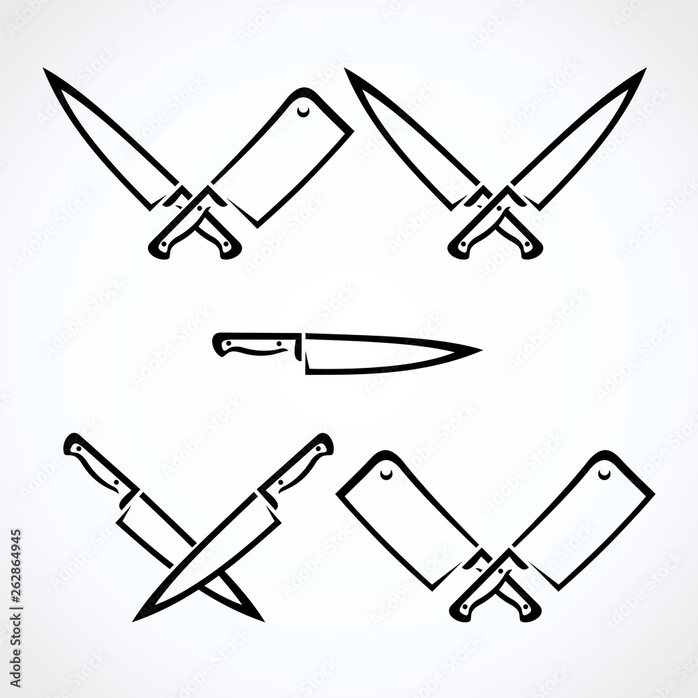 Knife set. Collection icon Knife. Vector