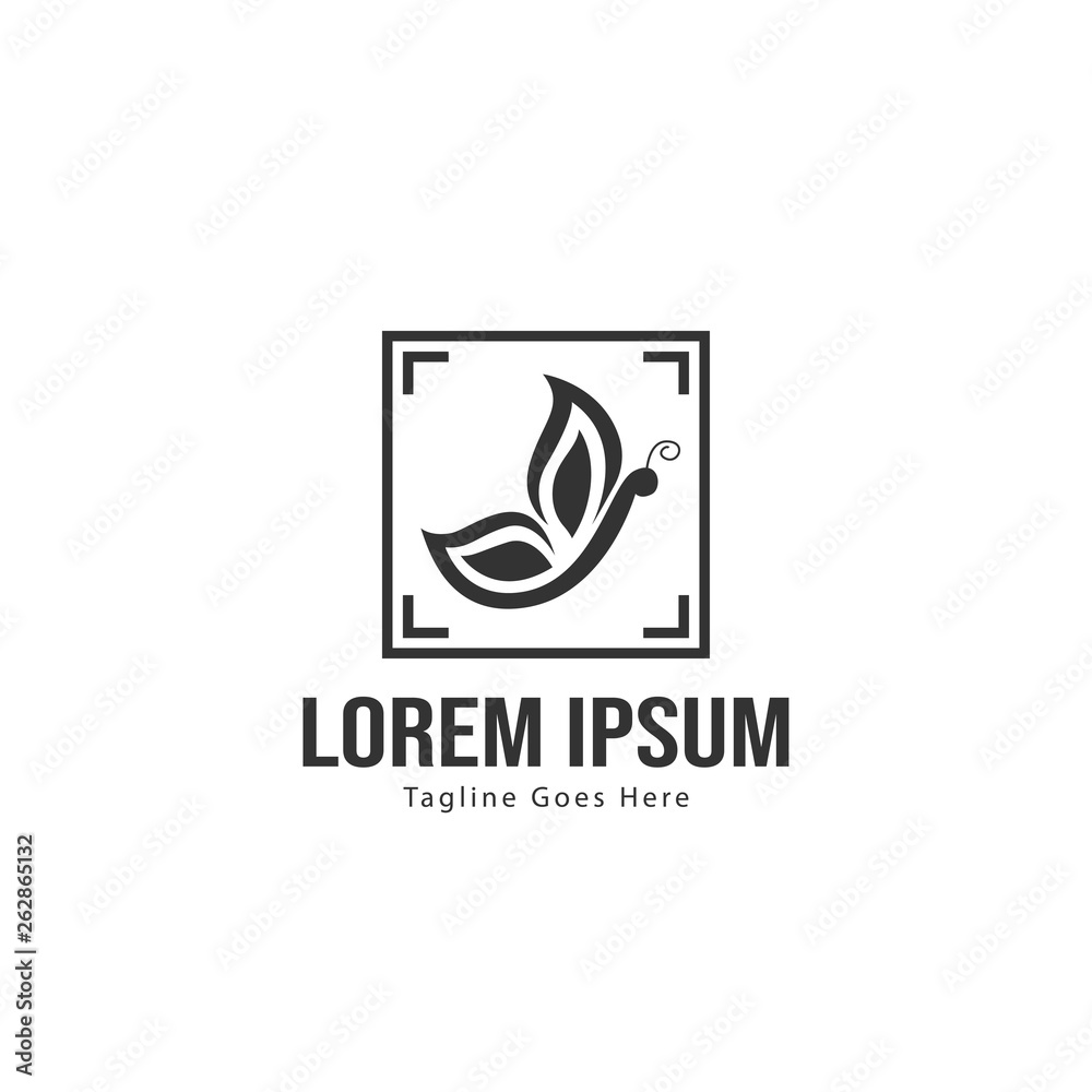 Butterfly logo template design. Minimalist Butterfly logo with modern frame vector design Butterfly logo template design. Minimalist Butterfly logo with modern frame vector design