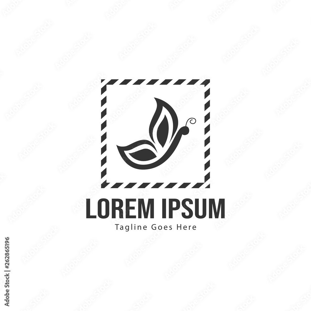 Butterfly logo template design. Minimalist Butterfly logo with modern frame vector design Butterfly logo template design. Minimalist Butterfly logo with modern frame vector design