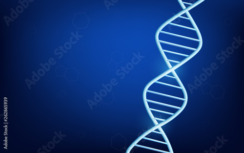 Dark blue glowing background with dna molecular structure.