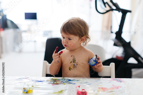 Finger painting at home photo