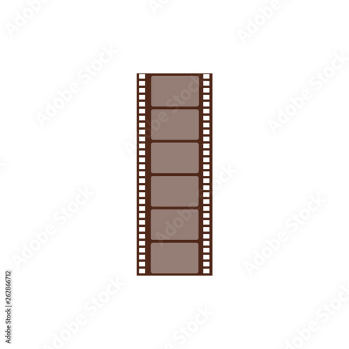 Long negative frame, cut film string. Film strip and picture for cinema and media.