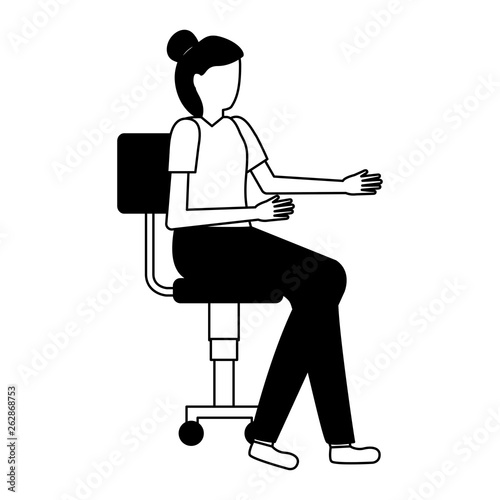 woman sitting on office chair