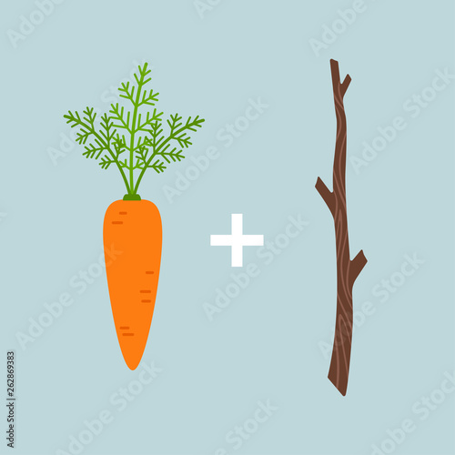 Carrot plus stick motivation concept photo