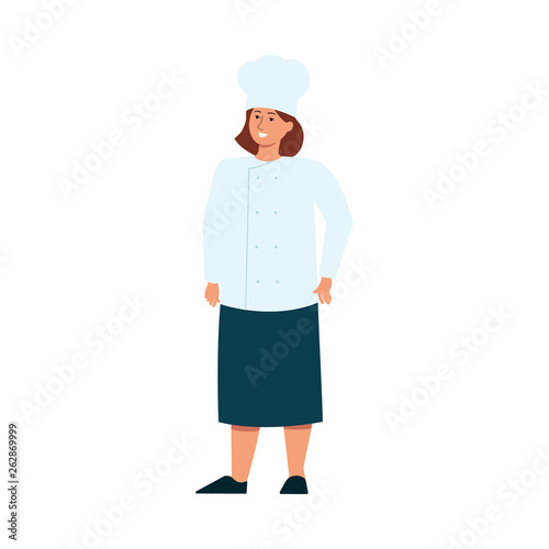 Diversity conceptual image of cook woman flat vector isolated on background.