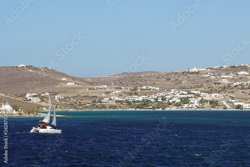 PAROS, GREECE, SEPTEMBER 18 2018, Boats in the sea of the island of Paros photo