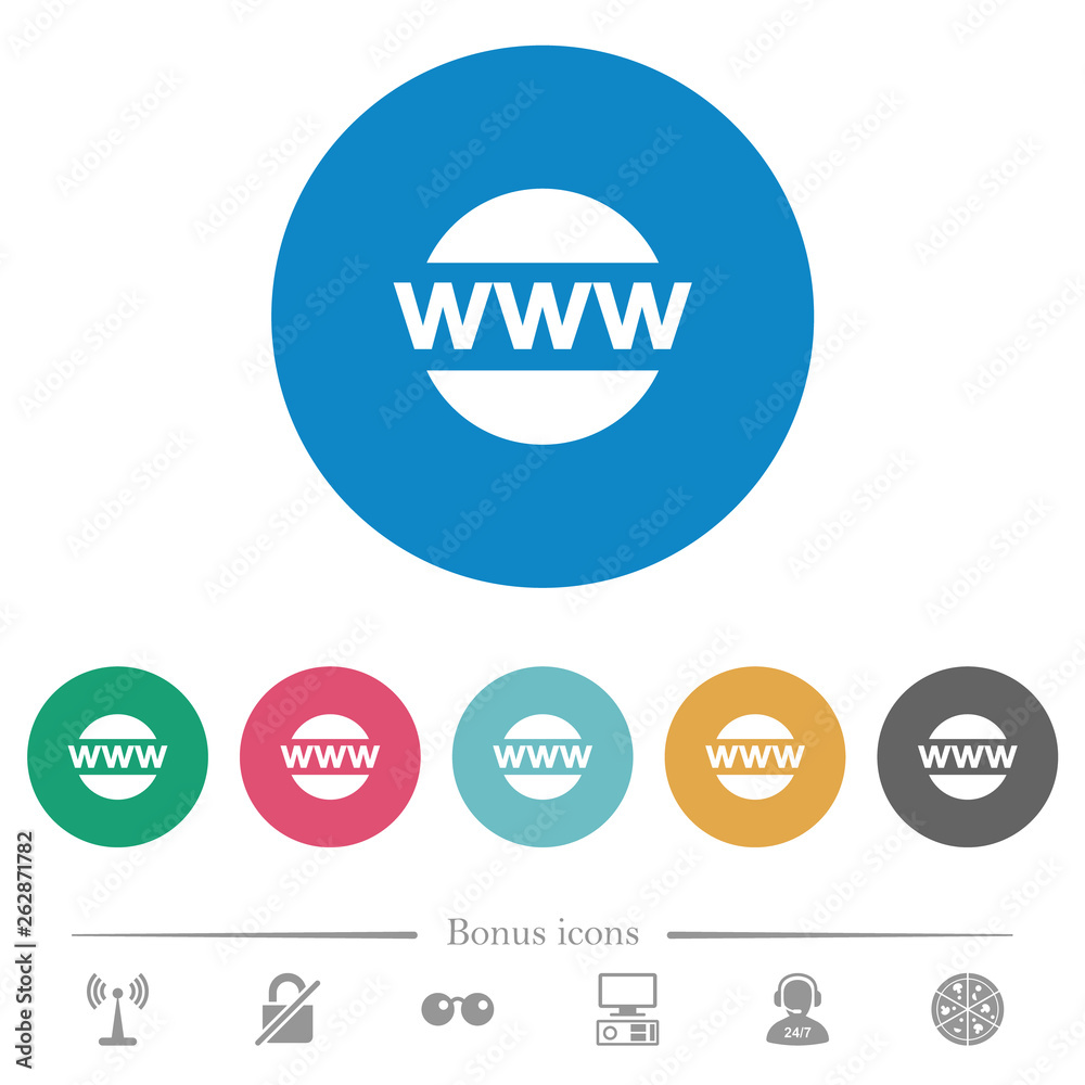 Domain name flat round icons Domain name flat round icons