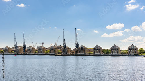 Panoramic view of houses at Royal Victoria Dock in London © mkos83