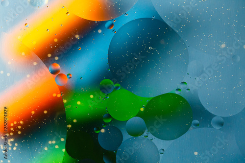 Fototapeta Naklejka Na Ścianę i Meble -  Beautiful abstract space background, mixed drops and water and oil.
