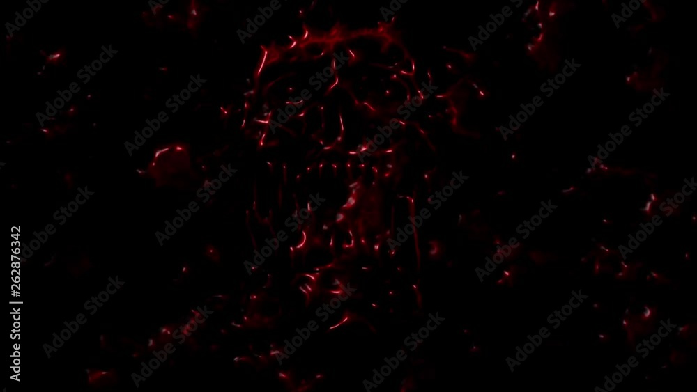 Bloody demon skull with exploding face. Looped animation in genre of horror. Monster character head. Bloody demon skull with exploding face. Looped animation in genre of horror. Monster character head.