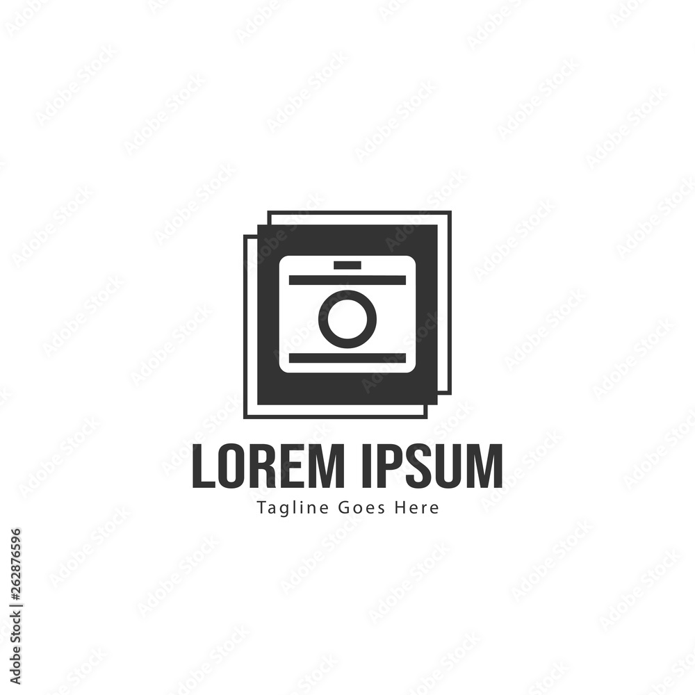 Photography logo template design. Photography logo with modern frame isolated on white background