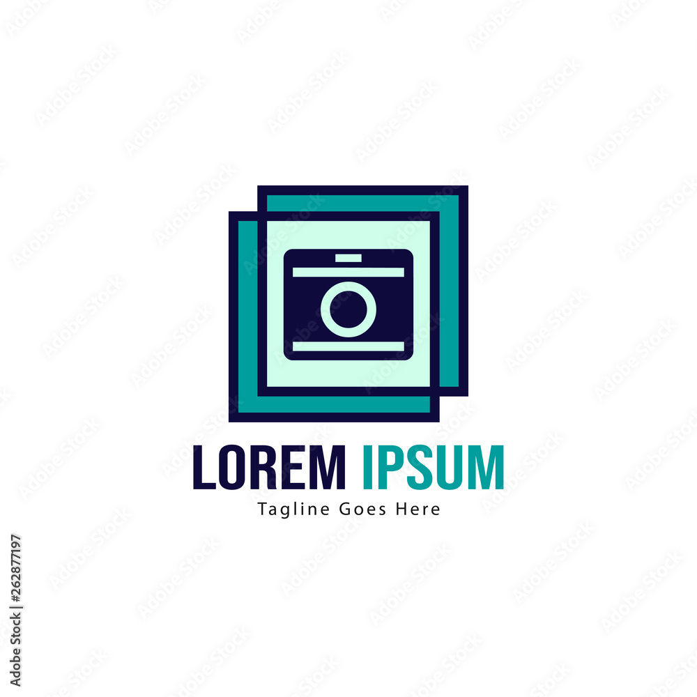 Photography logo template design. Photography logo with modern frame isolated on white background