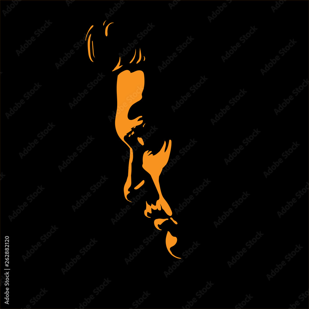 Man portrait silhouette in backlight. Contrast face. Vector. Illustration. Man portrait silhouette in backlight. Contrast face. Vector. Illustration.