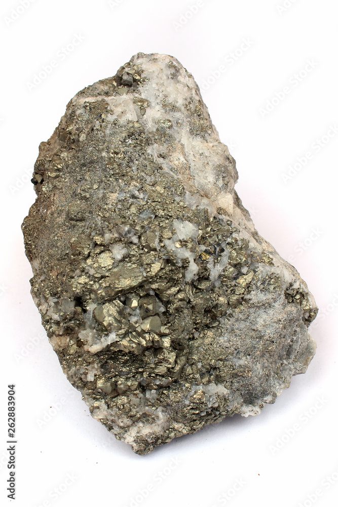 Chalcopyrite mineral on white background Chalcopyrite mineral on white background