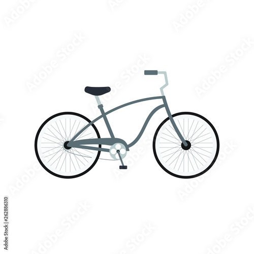 Vector flat cartoon gray cruise bicycle icon logo isolated on white background