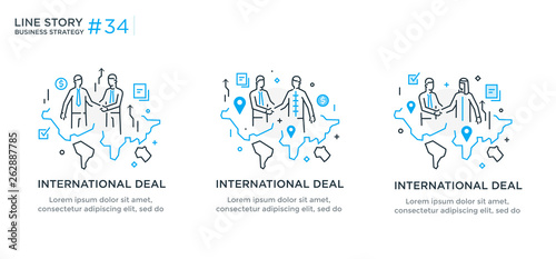 Set of illustrations concept with businessmen. Workflow, growth, graphics. Business development, milestones. linear illustration Icons infographics. Landing page site print poster. Line story