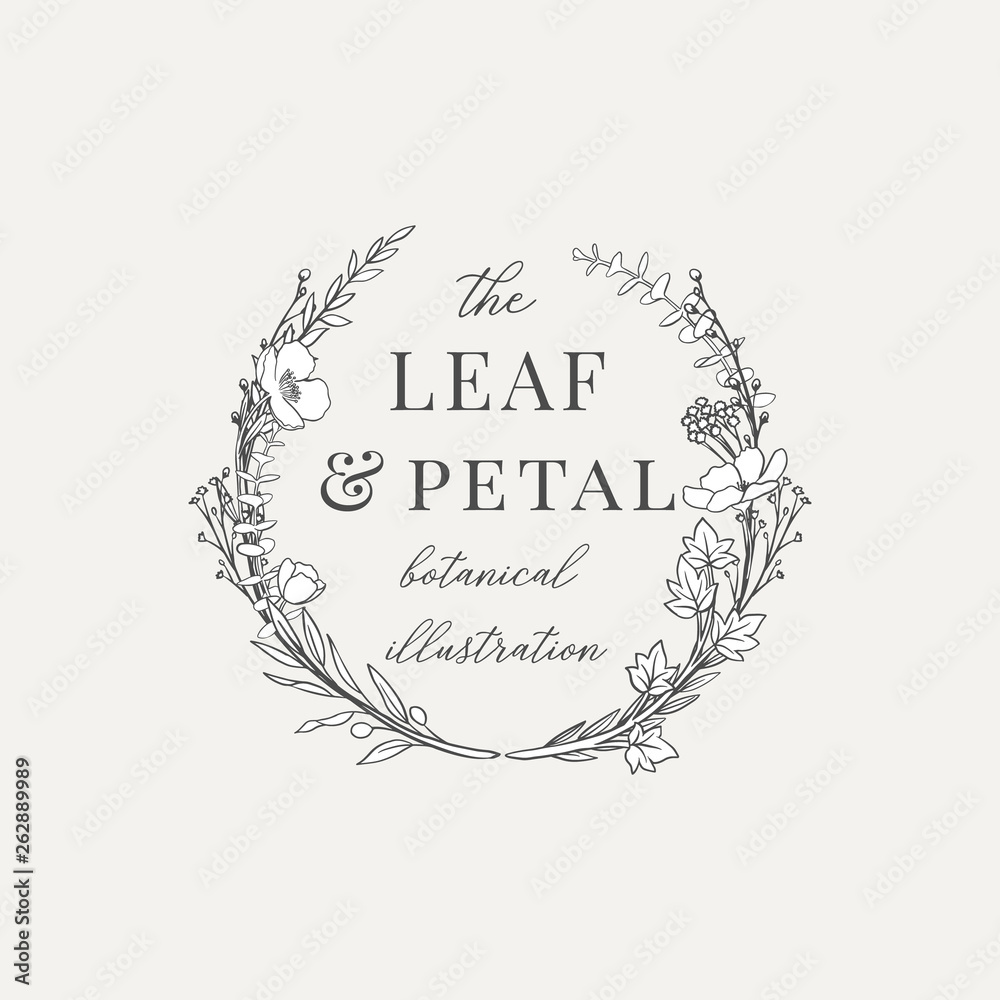 Botanical Wreath Illustration Premade logo