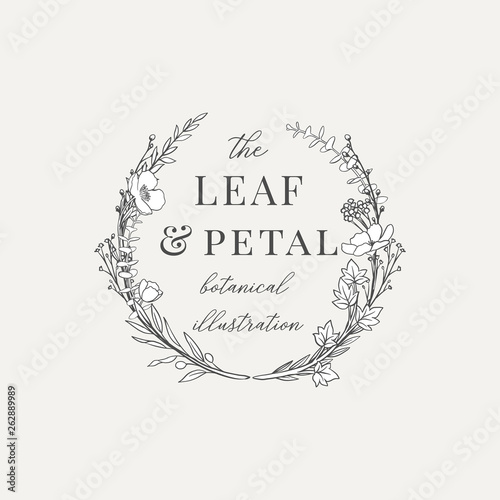 Botanical Wreath Illustration Premade logo