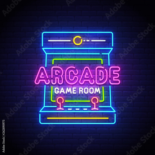 Arcade Games neon sign, bri...