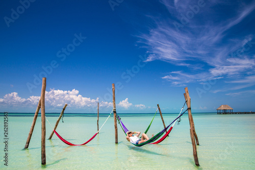 Caribbean beach hammock photo