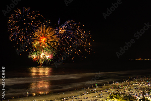 Photography fireworks on the beach