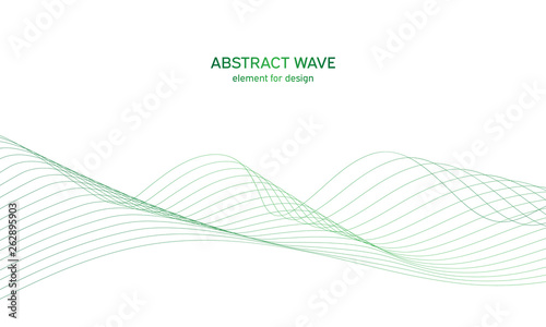 Abstract colorfull wave element for design. Digital frequency track equalizer. Stylized line art background.Vector illustration.Wave with lines created using blend tool.Curved wavy line, smooth stripe
