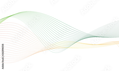 Abstract colorfull wave element for design. Digital frequency track equalizer. Stylized line art background.Vector illustration.Wave with lines created using blend tool.Curved wavy line, smooth stripe