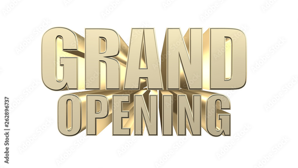 3D Grand opening word isolated on white background 3d rendering.