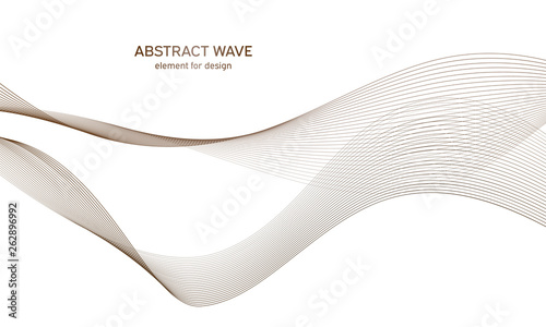 Abstract colorfull wave element for design. Digital frequency track equalizer. Stylized line art background.Vector illustration.Wave with lines created using blend tool.Curved wavy line, smooth stripe © Sergey