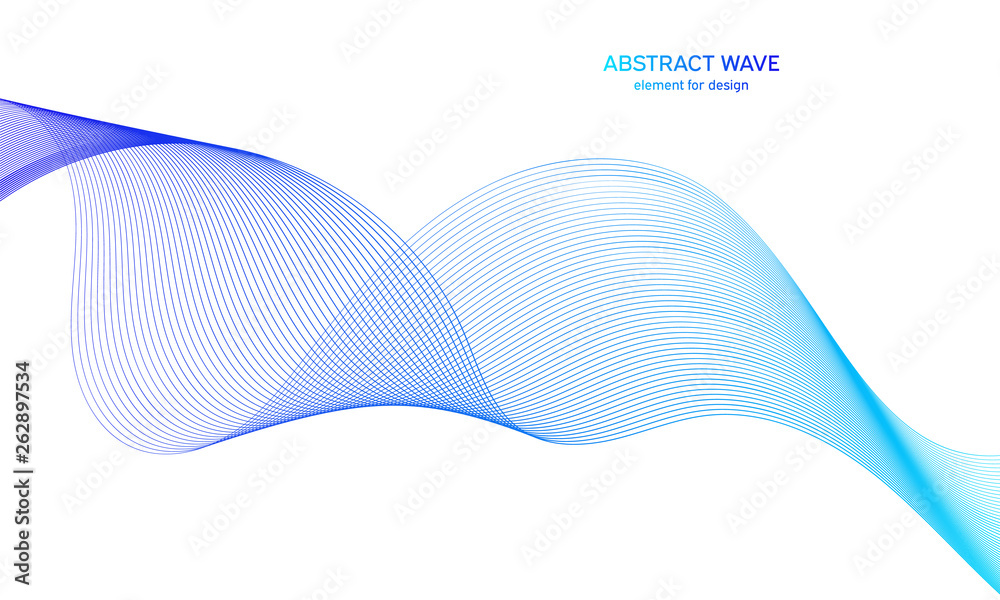 Fototapeta premium Abstract colorfull wave element for design. Digital frequency track equalizer. Stylized line art background.Vector illustration.Wave with lines created using blend tool.Curved wavy line, smooth stripe