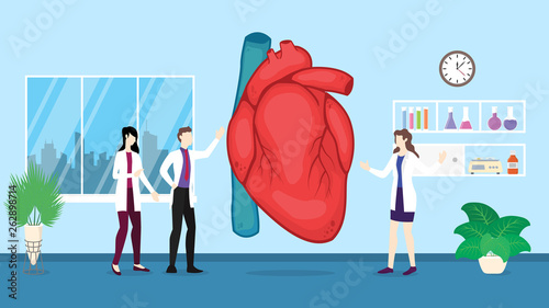 human heart health care checkup analysis identifying by doctor people on the hospital - vector
