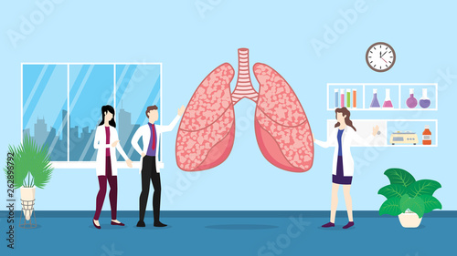 human lungs health care checkup analysis identifying by doctor people on the hospital - vector